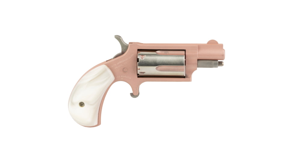 North American Arms Mini Revolver, .22 Winchester Magnum Rimfire, 1.12in Barrel, X-Large, Fixed, Pink Frame, Pearl Style Grip, 5 Round Cylinder, NAA-22MS-ROSE
