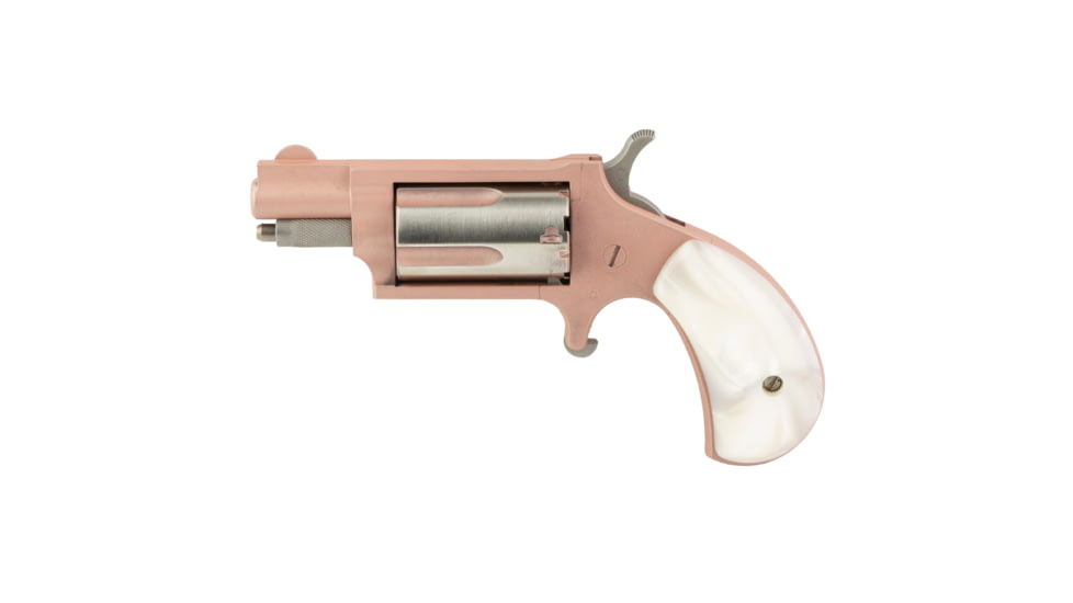 North American Arms Mini Revolver, .22 Winchester Magnum Rimfire, 1.12in Barrel, X-Large, Fixed, Pink Frame, Pearl Style Grip, 5 Round Cylinder, NAA-22MS-ROSE