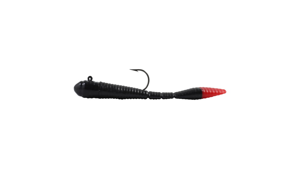 Northland Mimic Minnow Limber Leech, 1/32oz, 2in, Number 6Hk 6/Strip, Black With Red Tail, MMLL1-6-39