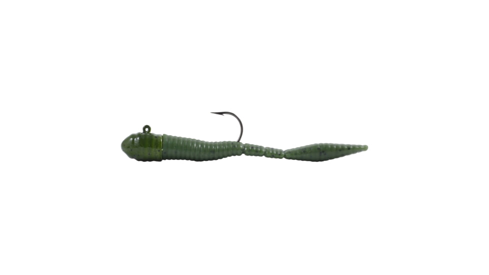 Northland Mimic Minnow Limber Leech, 3/8oz, 4in, Number 3/0Hk 6/Strip, Green Pumpkin, MMLL5-6-40