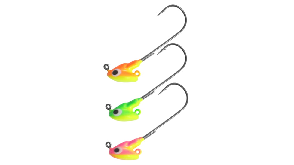 Northland Stand Up Fire Ball Long Shank Jig, 1/4 oz Number 2/0 Long Shank Hook, Assorted Tri Tones, 3 Card, FBSLS4-3-99T