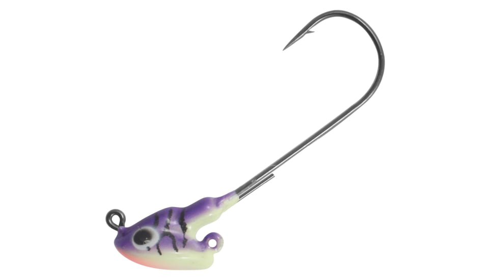 Northland Stand Up Fire Ball Long Shank Jig, 1/4 oz, Number 2/0 Long Shank Hook, UV Purple Tiger, 3 Card, FBSLS4-3-46