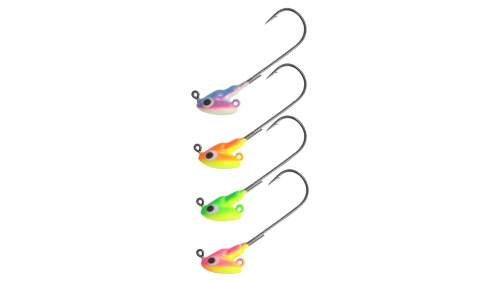 Northland Stand Up Fire Ball Long Shank Jig, 1/8 oz Number 2/0 Long Shank Hook, Assorted Tri Tones, 4 Card, FBSLS3-4-99T