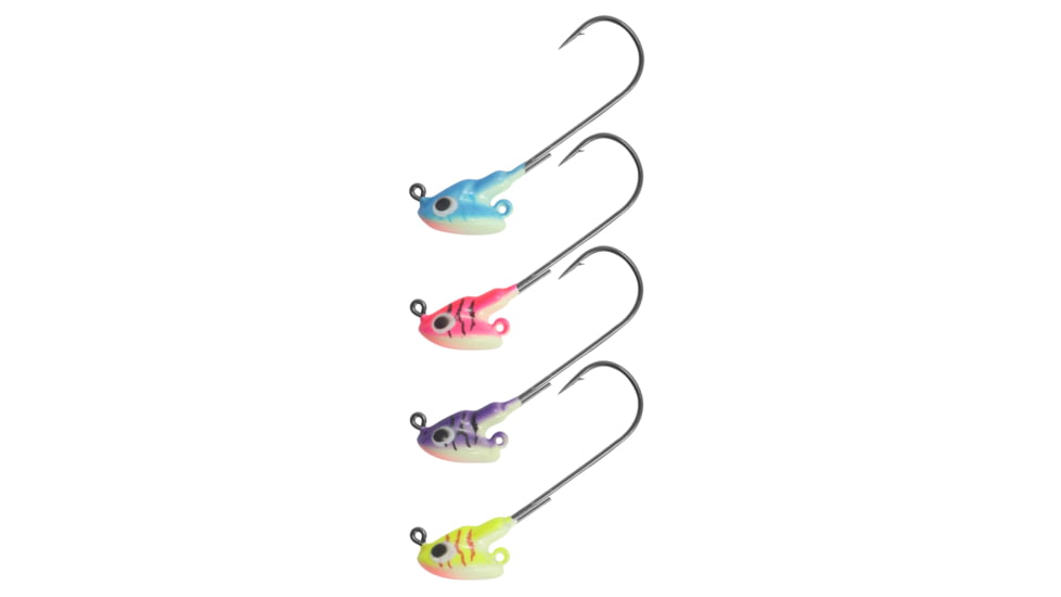 Northland Stand Up Fire Ball Long Shank Jig, 1/8 oz Number 2/0 Long Shank Hook, Assorted UV, 4 Card, FBSLS3-4-99UV