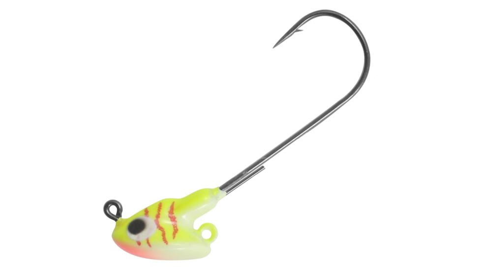 Northland Stand Up Fire Ball Long Shank Jig, 1/8 oz, Number 2/0 Long Shank Hook, UV Electric Perch, 4 Card, FBSLS3-4-60