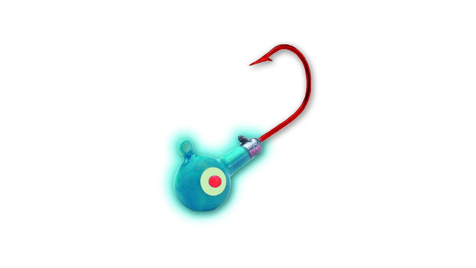 Northland Super-Glo Jig 1/4 Oz, 2/0 Red Hook, 4/Cd Super-Glo Blue, GB4-4-5