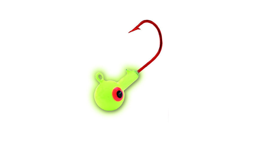 Northland Super-Glo Jig 1/4 Oz, 2/0 Red Hook, 4/Cd Super-Glo Chartreuse, GB4-4-10
