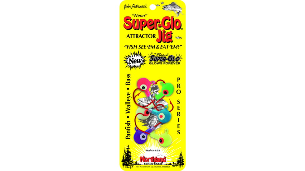 Northland Super-Glo Jig 1/4 Oz, 2/0 Red Hook, 6/Cd Super-Glo Assorted, GB4-6-99