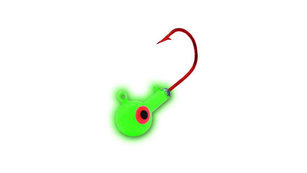 Northland Super-Glo Jig 1/8 Oz, 1/0 Red Hook, 5/Cd Super-Glo Green, GB3-5-15