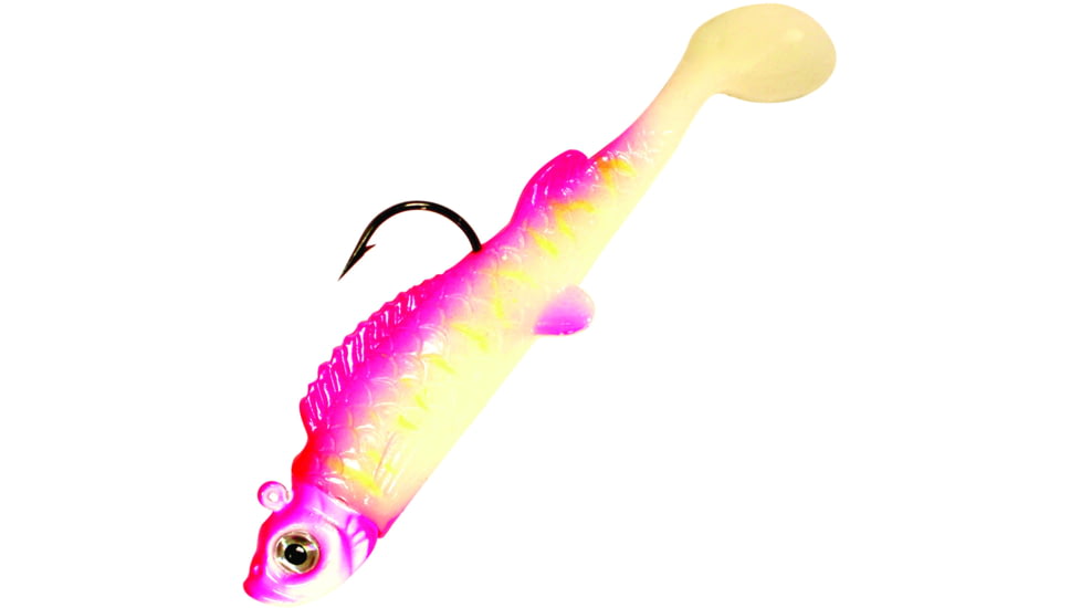 Northland UV Mimic Minnow Swimbait, 1 1/2in, 1/32 oz Sz 4 Hook, Pink Tiger, Strip Card, MMUV1-6-26