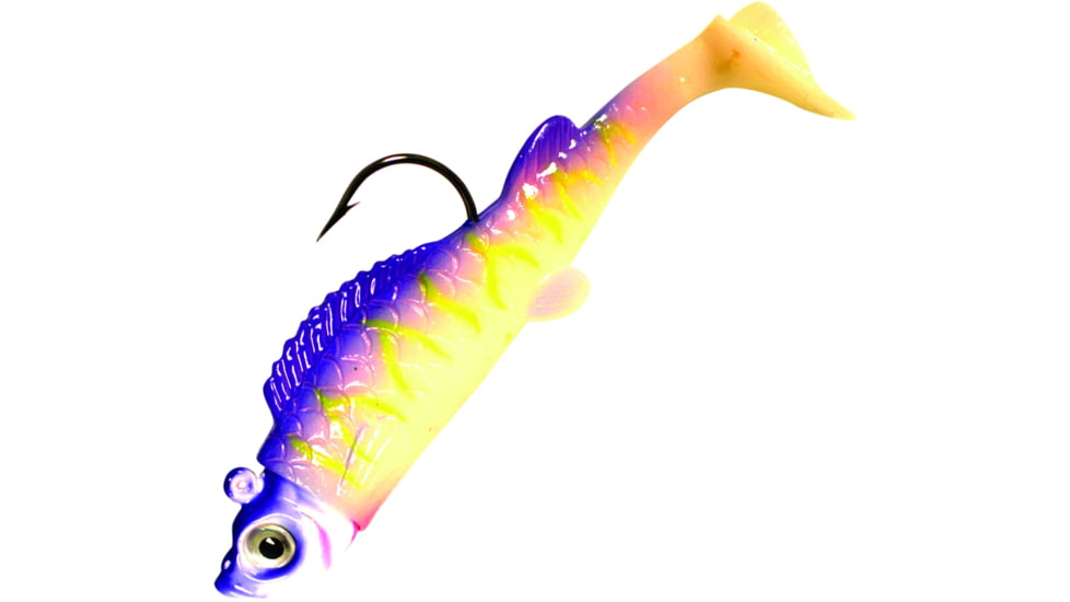 Northland UV Mimic Minnow Swimbait, 1 1/2in, 1/32 oz Sz 4 Hook, Purple Tiger, Strip Card, MMUV1-6-46