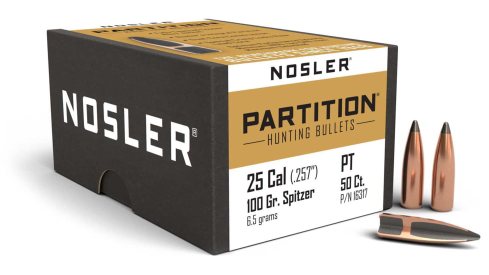 Nosler 16317 Partition 25 Caliber .257 100 GR Spitzer 50 Box