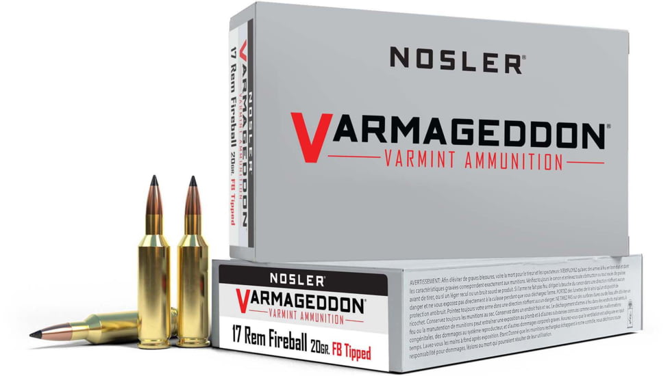 Nosler .17 Remington Fireball, Flat Base Tipped , 20 grain, Brass Cased, 20 Rounds, 63100