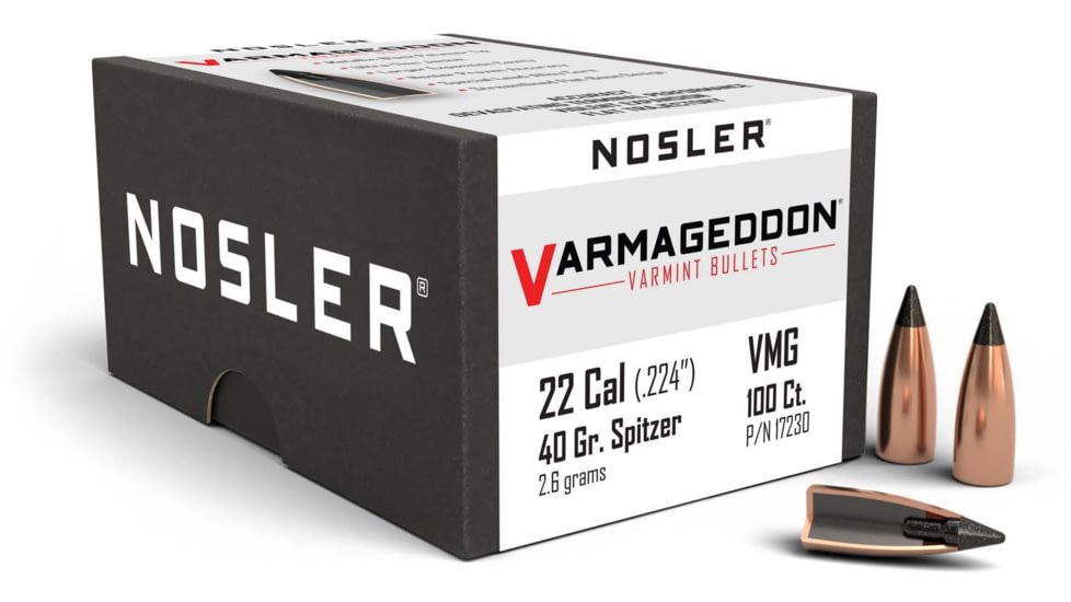 Nosler 17230 Varmageddon 22 Caliber .224 40 GR Flat Base Tipped FBT 100 Box