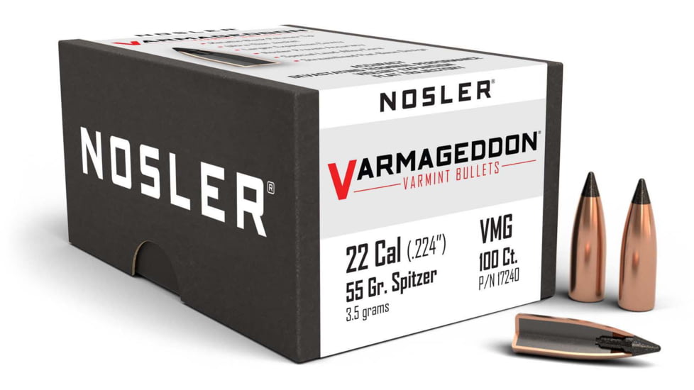 Nosler 17240 Varmageddon 22 Caliber .224 55 GR Flat Base Tipped FBT 100 Box