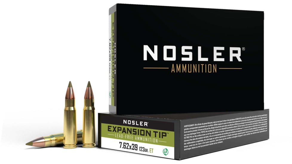 Nosler 7.62x39 123 Grain E-Tip Boat Tail Brass Cased Centerfire Rifle Ammo, 20 Rounds, 40040