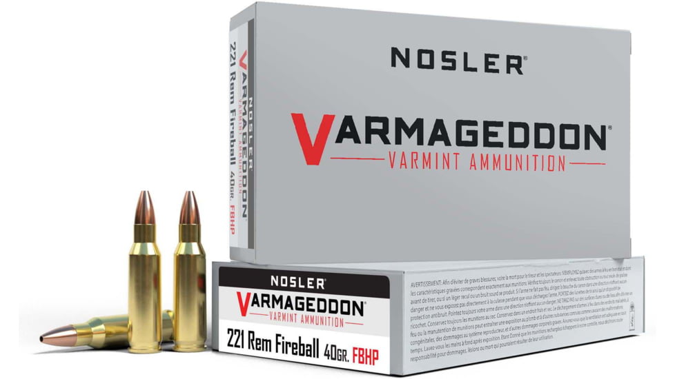 Nosler .221 Remington Fireball, Flat Base Hollow Point, 40 grain, Brass Cased, 20 Rounds, 65120