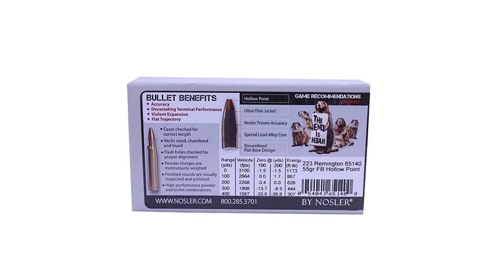 Nosler 223 Rem 55gr FBHP /20 65140