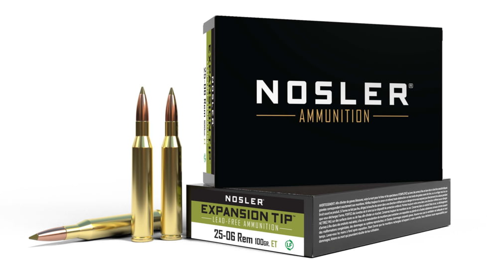 Nosler .25-06 Remington 100 Grain E-Tip Lead-Free Brass Cased Centerfire Rifle Ammo, 20 Rounds, 40238