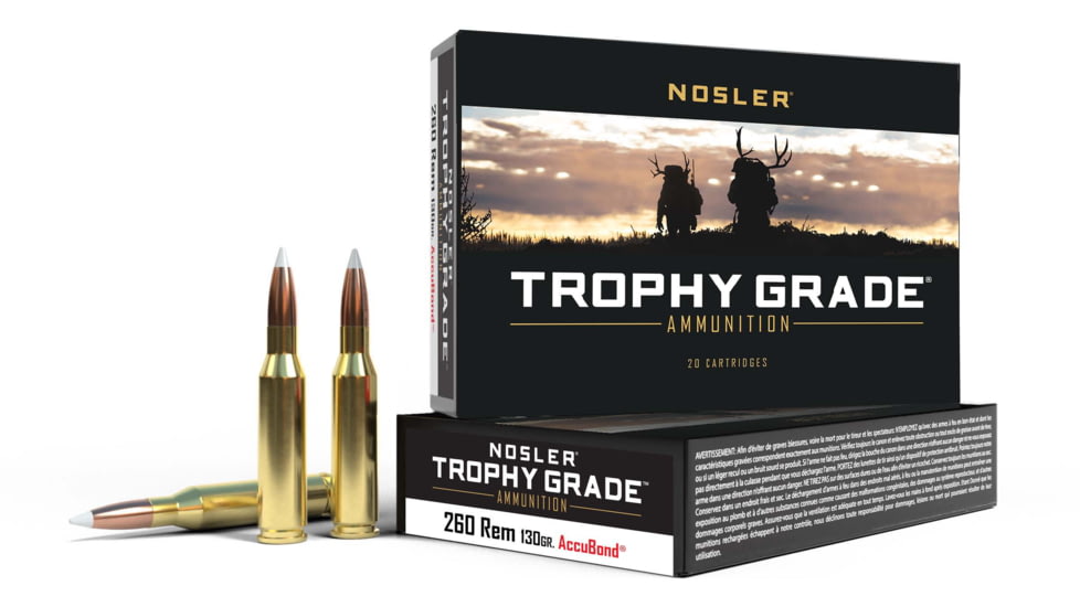 Nosler .260 Remington, AccuBond , 130 grain, Brass Cased, 20 Rounds, 60024