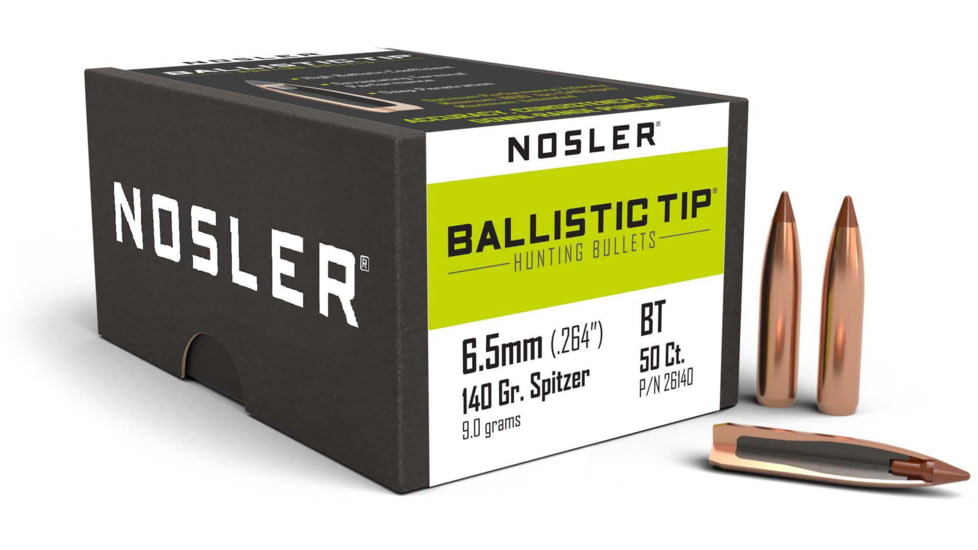 Nosler 26140 Ballistic Tip Hunting 6.5mm .264 140 GR Spitzer Point 50 Box