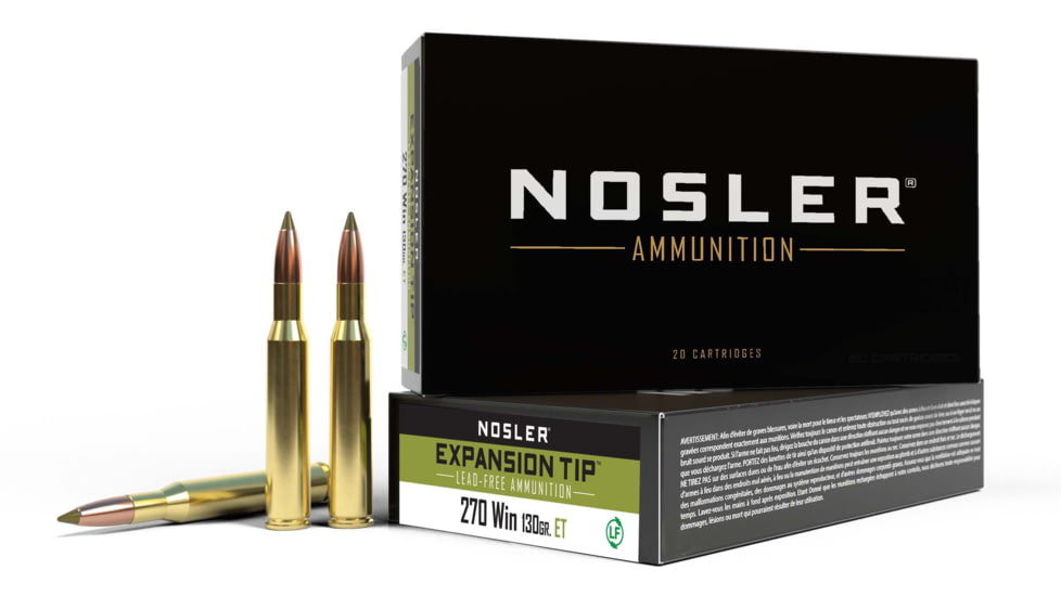 Nosler .270 Winchester, E-Tip , 130 grain, Brass Cased, 20 Rounds, 40031