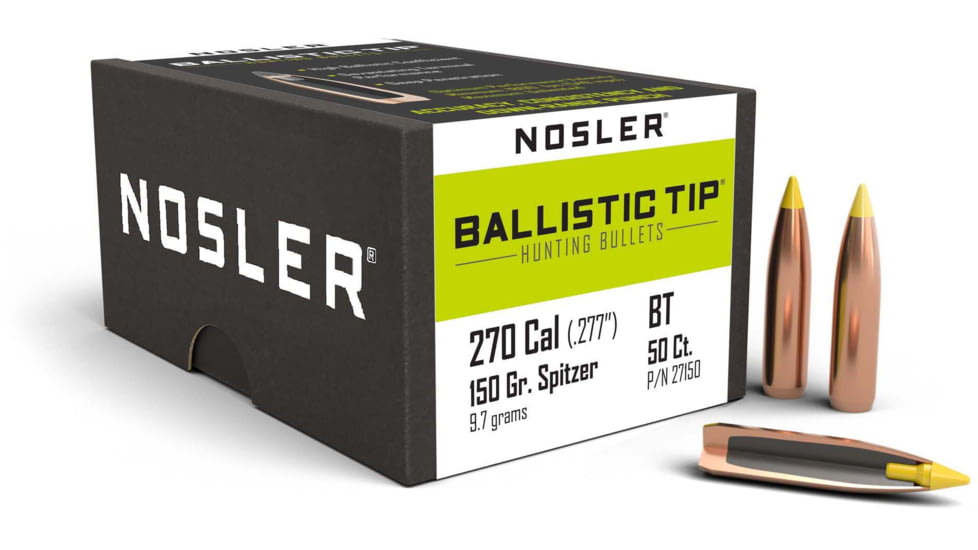 Nosler 27150 Ballistic Tip Hunting 270 Caliber .277 150 GR Spitzer 50 Box