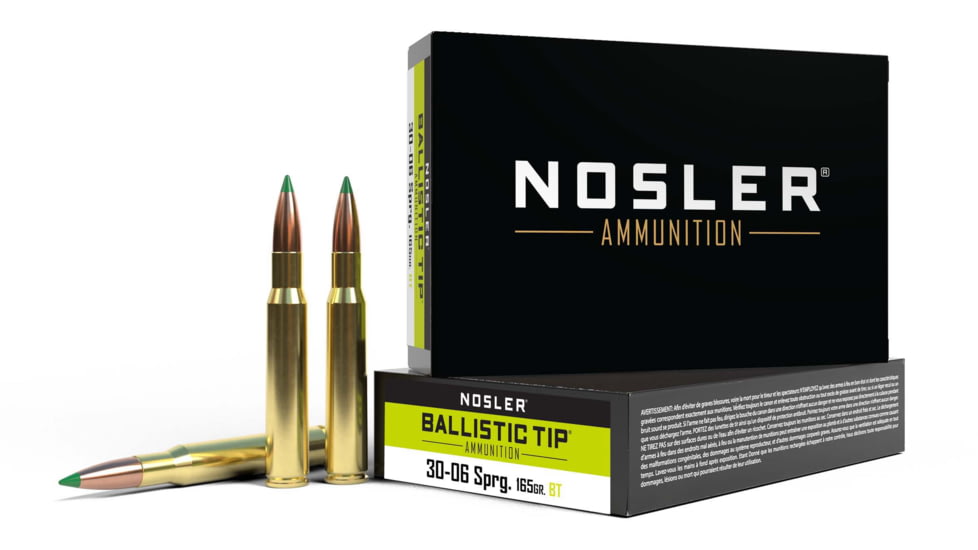 Nosler .30-06 Springfield 165 Grain Ballistic Tip Brass Cased Centerfire Rifle Ammo, 20 Rounds, 40043