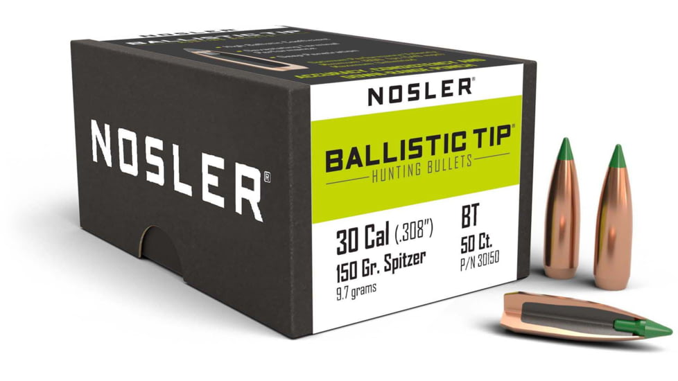 Nosler 30150 Ballistic Tip Hunting 30 Caliber .308 150 GR Spitzer 50 Box