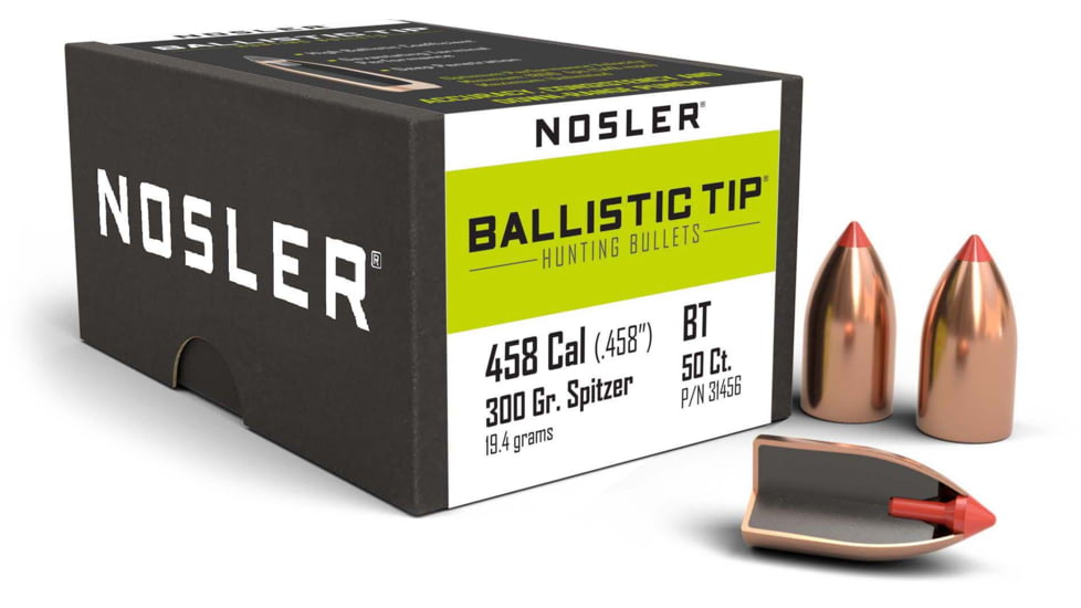 Nosler 31456 Ballistic Tip Hunting 458 Caliber .458 300 GR Spitzer Point 50 Box