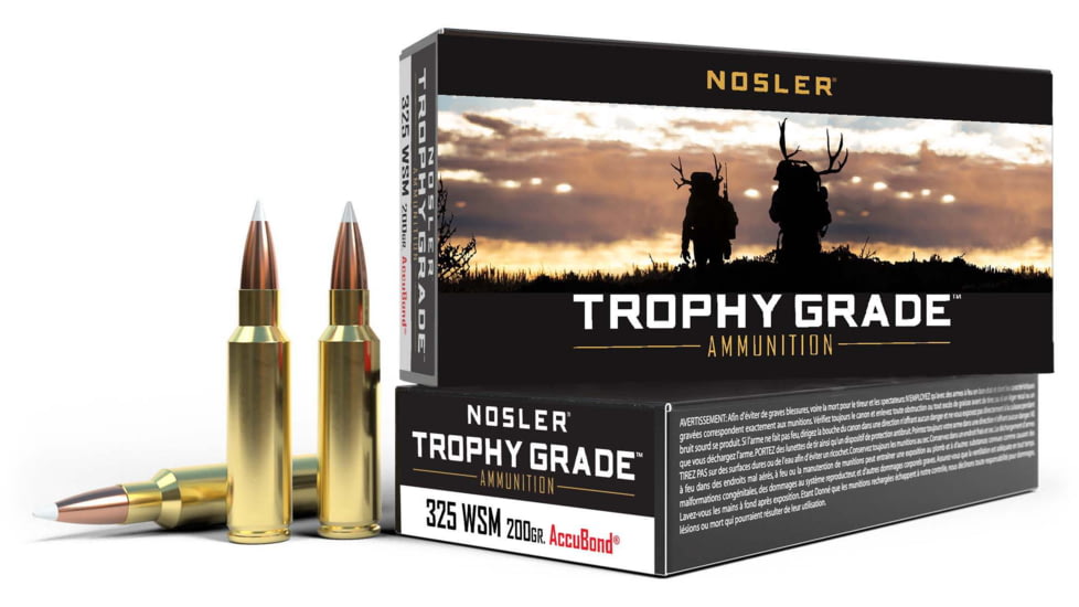 Nosler .325 Winchester Short Magnum, AccuBond , 200 grain, Brass Cased, 20 Rounds, 60077