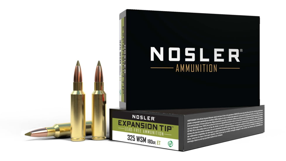 Nosler .325 Winchester Short Magnum, E-Tip , 180 grain, Brass Cased, 20 Rounds, 40146