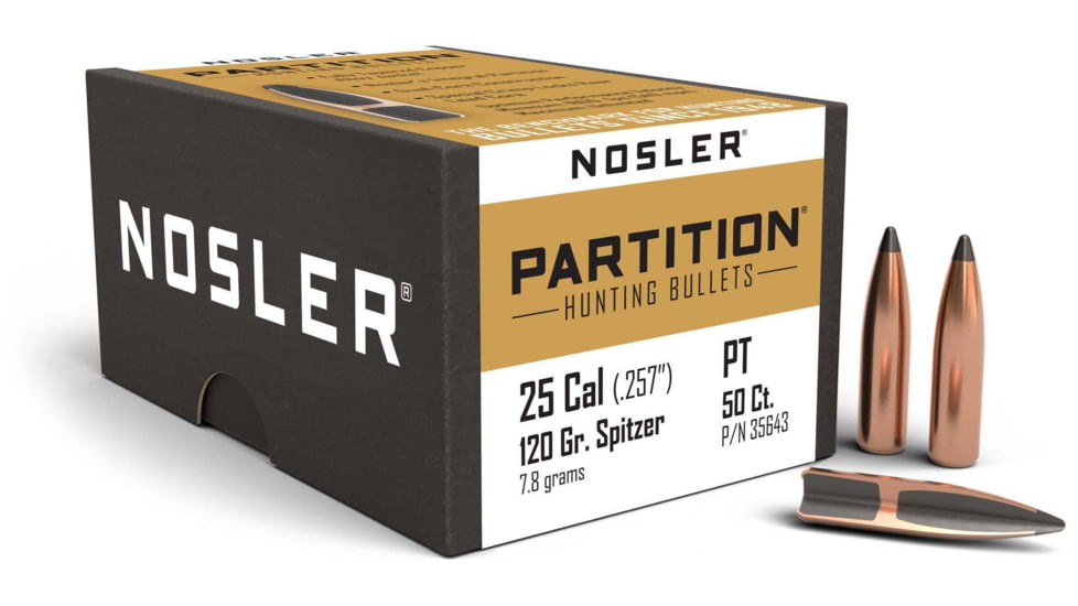 Nosler 35643 Partition 25 Caliber .257 120 GR Spitzer 50 Box