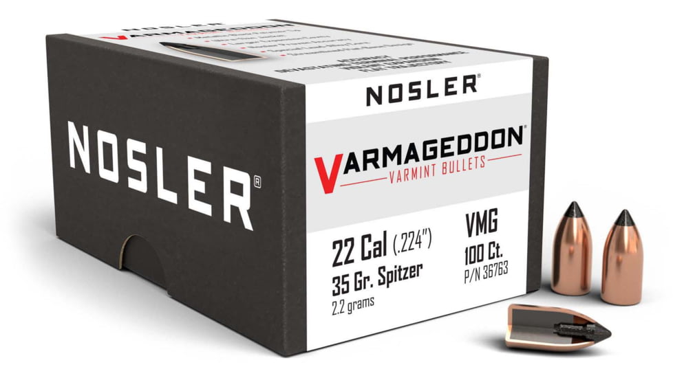 Nosler 36763 Varmageddon 22 Caliber .224 35 GR Flat Base Tipped FBT 100 Box
