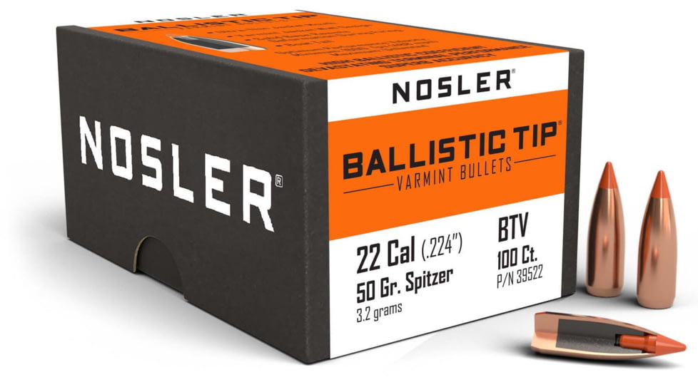 Nosler 39522 Ballistic Tip Varmint 22 Caliber .224 50 Gr Spitzer Point 100 Box