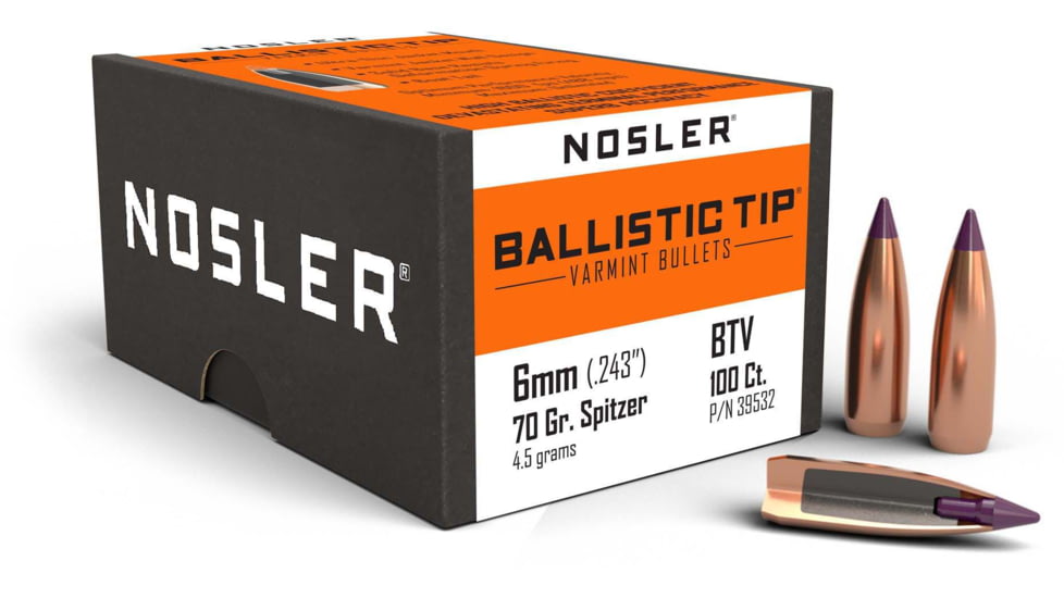 Nosler 39532 Ballistic Tip Varmint 6mm .243 70 GR Spitzer Point 100 Box