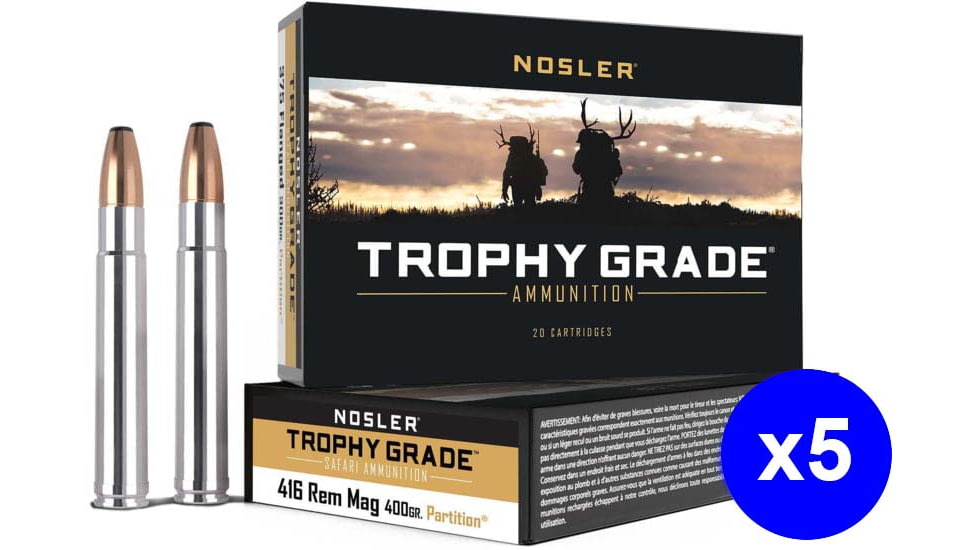 Nosler .416 Remington Magnum, Partition , 400 grain, Nickle Plated Cased