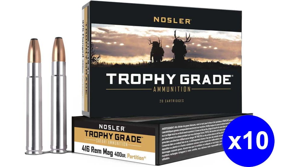 Nosler .416 Remington Magnum, Partition , 400 grain, Nickle Plated Cased