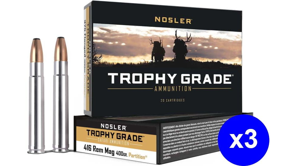 Nosler .416 Remington Magnum, Partition , 400 grain, Nickle Plated Cased