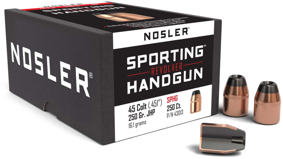 Nosler 43013 Sporting Handgun Revolver 45 Colt .451 250 GR Jacketed Hollow Point