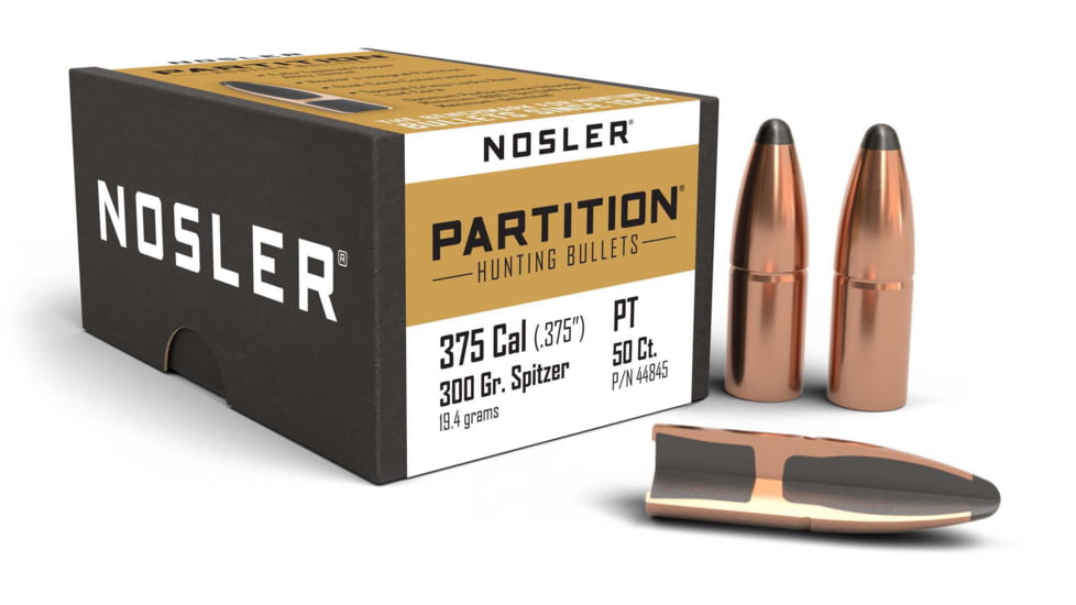 Nosler 44845 Partition 375 Caliber .375 300 GR Spitzer 50 Box