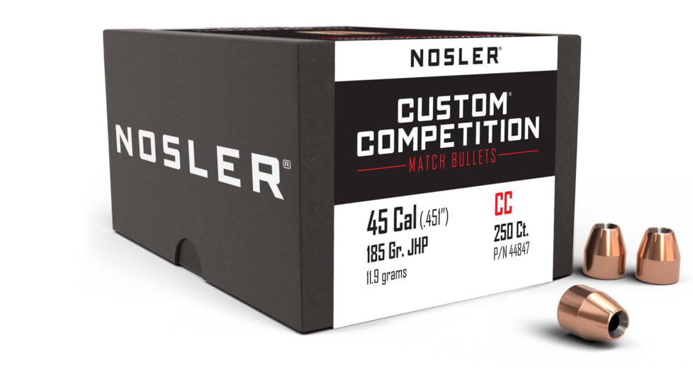 Nosler 44847 Custom Competition 45 Caliber .451 185 GR Jacketed Hollow Point J