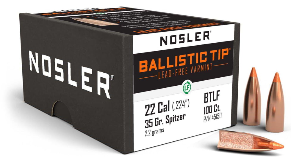 Nosler 45150 Ballistic Tip Lead Free 22 Caliber .224 35 GR Ballistic Tip Lead-Fr