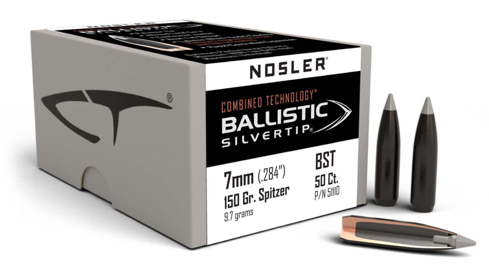 Nosler 51110 Ballistic Silvertip 7mm .284 150 GR Spitzer Point 50 Box
