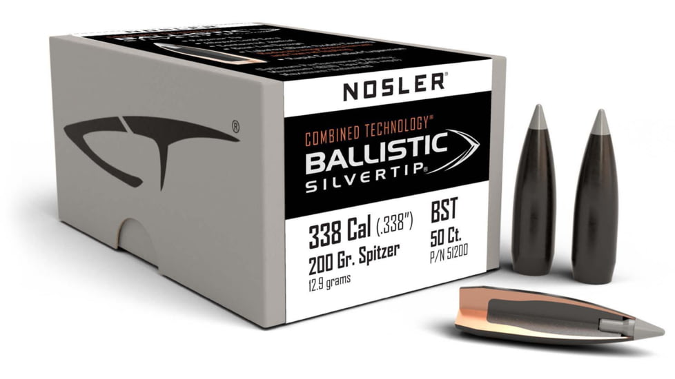 Nosler 51200 Ballistic Silvertip 338 Caliber .338 200 GR Spitzer Point 50 Box