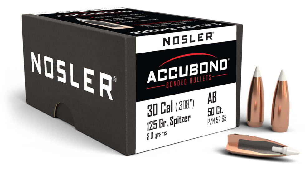 Nosler 52165 AccuBond 30 Caliber .308 125 GR Spitzer Point 50 Box