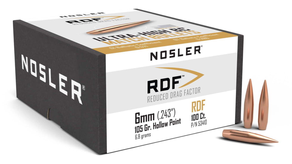 Nosler 53410 RDF 6mm .243 105 GR Hollow Point Boat Tail HPBT 100 Box