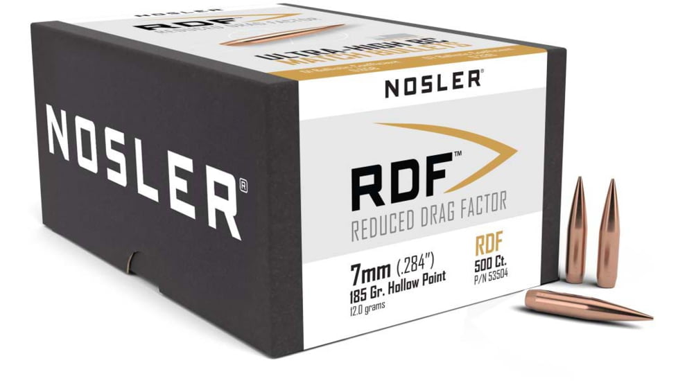 Nosler 53504 RDF 7mm .284 185 GR Hollow Point Boat Tail HPBT 500 Box