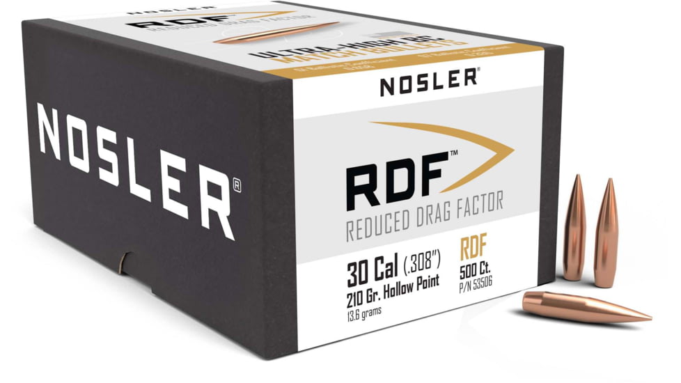 Nosler 53506 RDF 30 Caliber .308 210 GR Hollow Point Boat Tail HPBT 500 Box