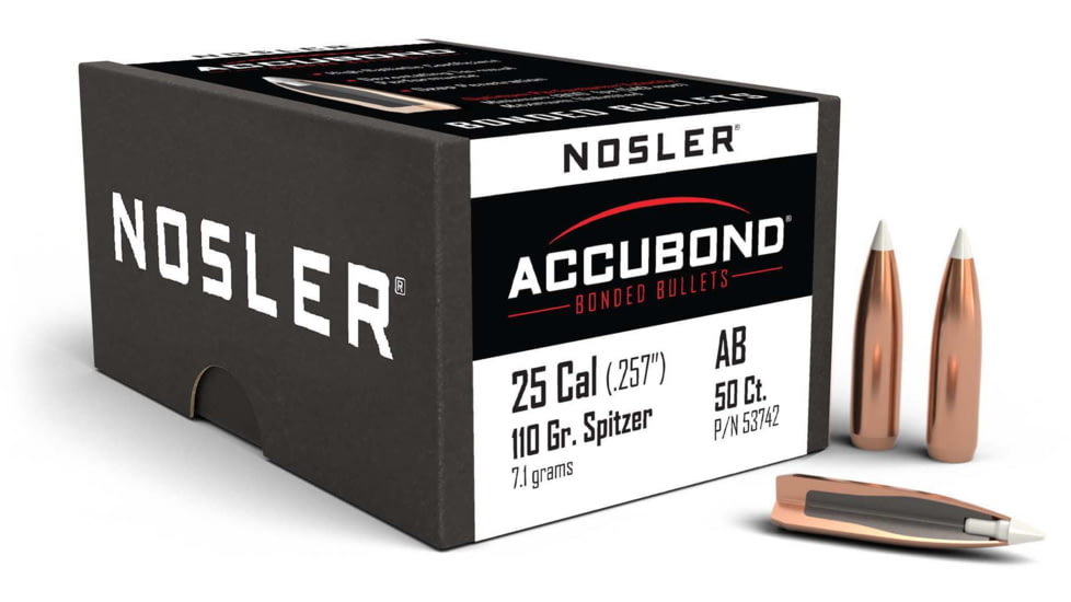 Nosler 53742 AccuBond 25 Caliber .257 110 GR Spitzer Point 50 Box
